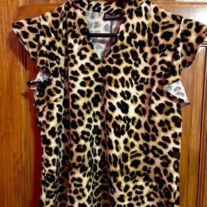 Size L - NY&Co. Ruffle Leopard Top